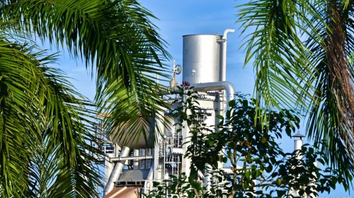 A view of ConocoPhillips Grissik Gas Plant through the lush foliage of South Sumatra, Indonesia. 